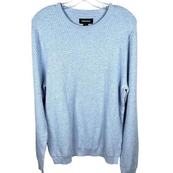 Nordstrom Men's Knit Sweater Light Blue Longsleeve Tight Knit Size L - Picture 1 of 3